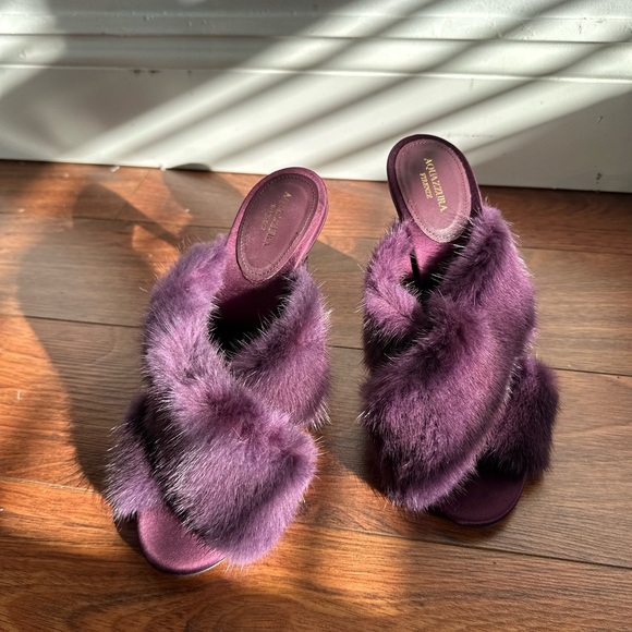 Aquazzura sandals/mule with high heels and mink fur size 37. W/ Box + dust bag - Picture 5 of 16